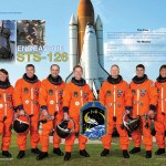 Endeavour STS-126 crew posting showing the crew in orange flight suits with a shuttle in the background and descriptive text