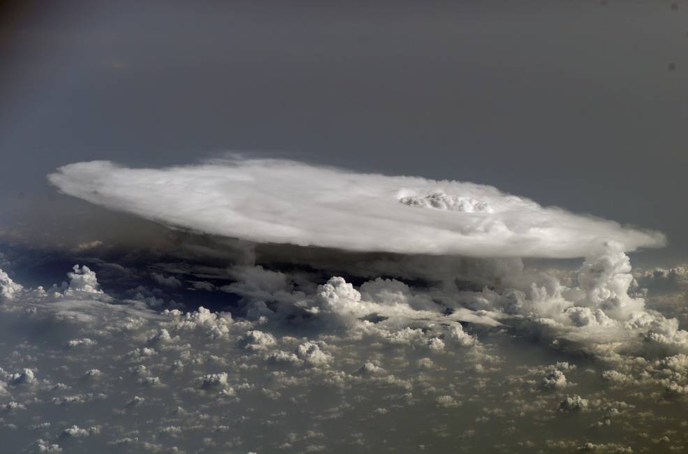 A new NASA mission, PolSIR u002du002d short for Polarized Submillimeter Ice-cloud Radiometer u002du002d will study high-altitude ice clouds, such as this cloud as seen from the International Space Station in 2008.