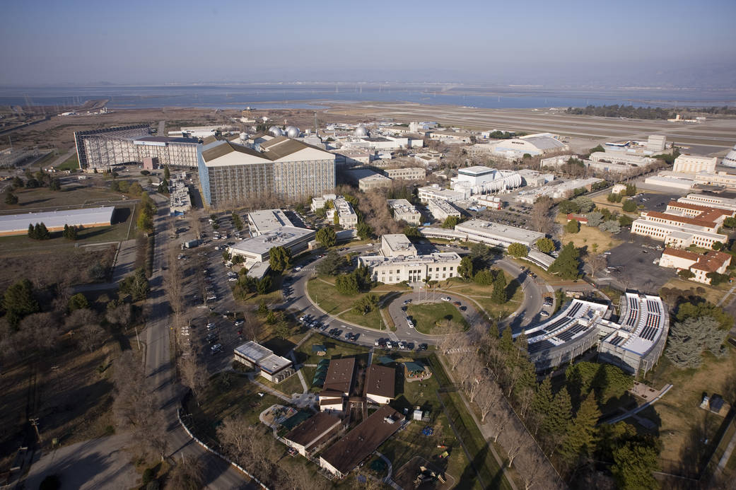 Aerial view of the buildings that make up the Ames Research Center (ARC) campus from 2012.