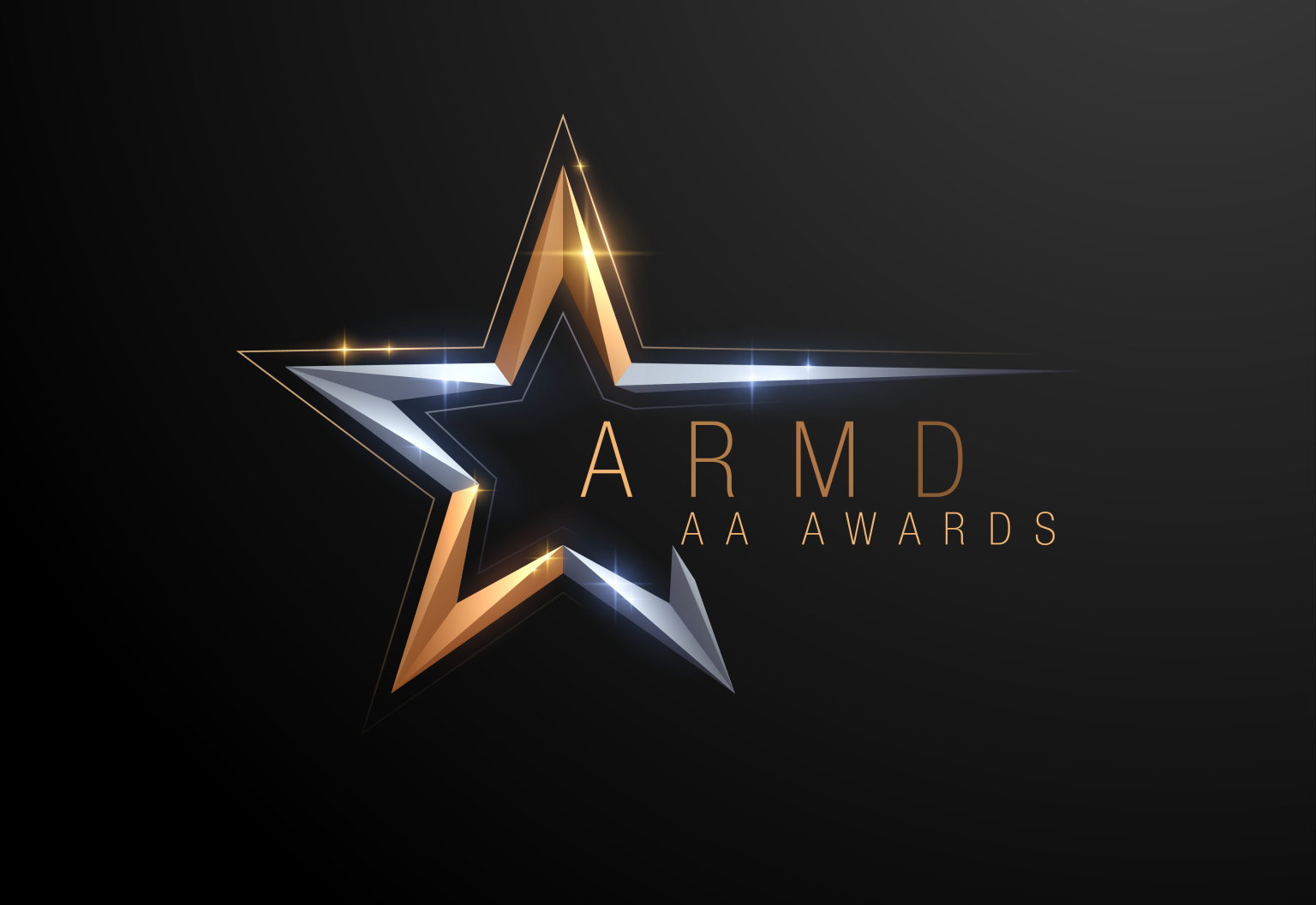 ARMD Awards, gold and silver star on a dark background with the words ARMD AA Awards