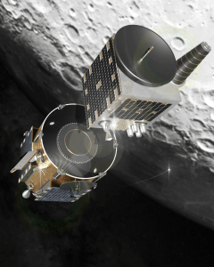 Rendering of Firefly’s Blue Ghost transfer vehicle deploying the European Space Agency’s Lunar Pathfinder satellite