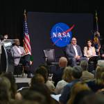NASA’s Marshall Space Flight Center Director Jody Singer, left, discusses upcoming changes at the center May 16 following the Biden-Harris Administration’s decision to end the COVID-19 public health emergency.