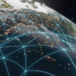 picture of globe highlighting points around the world