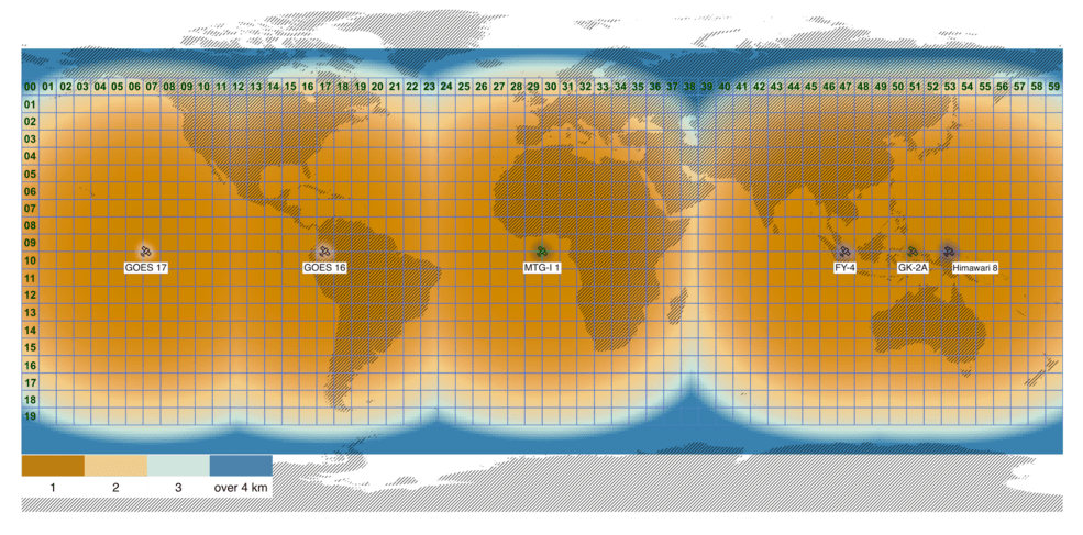 NEX global grid of GOES and Himawari satellites.