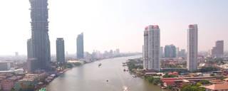The Chao Phraya River flowing through Bangkok, the capital of Thailand.

