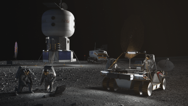 An image of base camp on the moon.