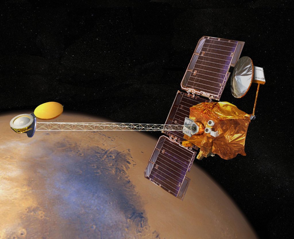 Artist's concept of 2001 Mars Odyssey spacecraft.