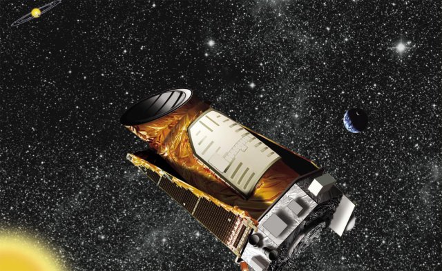 This artist's concept shows the Kepler spacecraft.