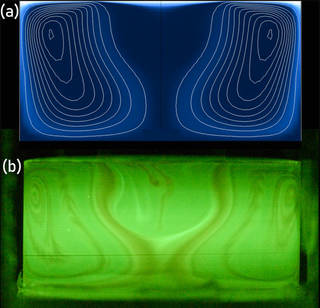 This image shows mixing at the interface of two shear-driven systems in a ground analog of hardware for Ring-Sheared Drop-IBP, which tests computer models for the behavior of high-concentration protein fluids. 