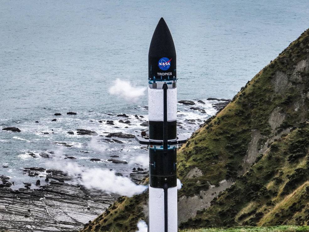 A wet dress rehearsal is underway for Rocket Lab’s Electron rocket at Launch Complex 1 in Mahia, New Zealand on April 28, 2023.