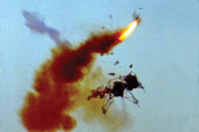 <strong>May 6, 1968:</strong> Astronaut Armstrong, Apollo 11 mission commander, was forced to eject from the Lunar Landing Training Vehicle seconds before it crashed.