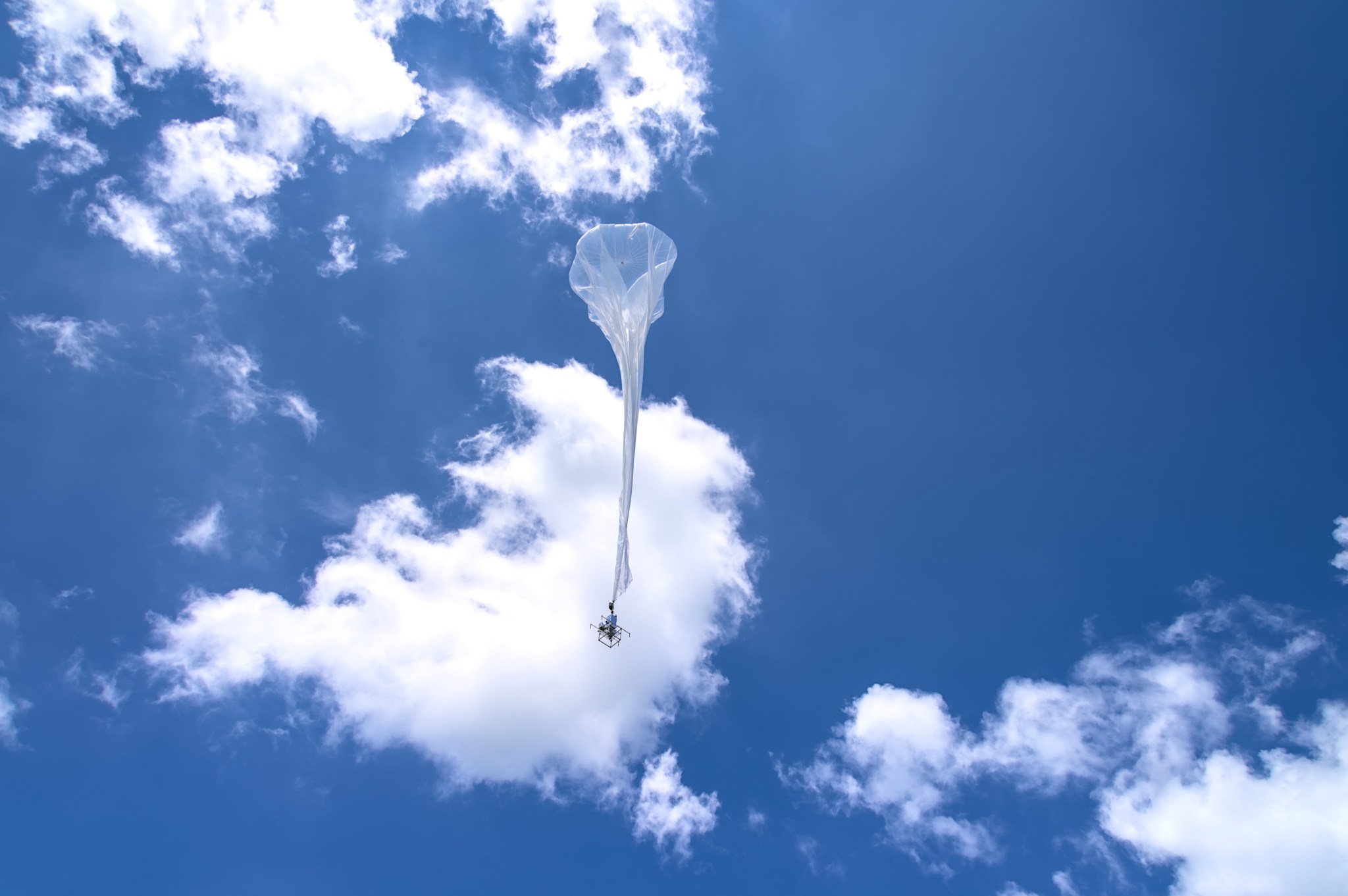 Bronco Ember, a wildfire detection system being developed by Bronco Space – the aerospace club at Cal Poly Pomona – undergoes testing on an Aerostar high-altitude balloon on July 8, 2022.