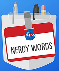 Nerdy Words graphic, which shows an illustration of a pocket protector holding pens and a badge that reads, "Nerdy Words."