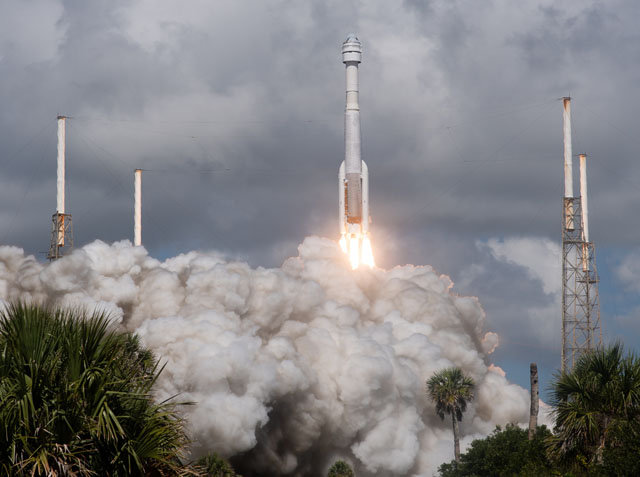 A United Launch Alliance Atlas V rocket with Boeing’s CST-100 Starliner spacecraft aboard launches from Space Launch Complex 41 at Cape Canaveral Space Force Station, Wednesday, June 5, 2024, in Florida. NASA’s Boeing Crew Flight Test is the first launch with astronauts of the Boeing CFT-100 spacecraft and United Launch Alliance Atlas V rocket to the International Space Station as part of the agency’s Commercial Crew Program. The flight test, which launched at 10:52 a.m. EDT, serves as an end-to-end demonstration of Boeing’s crew transportation system and will carry NASA astronauts Butch Wilmore and Suni Williams to and from the orbiting laboratory.