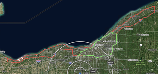 A map of the area NASA Glenn’s aircraft will fly over roadways in greater Cleveland, Lodi, Mansfield, and Medina. 