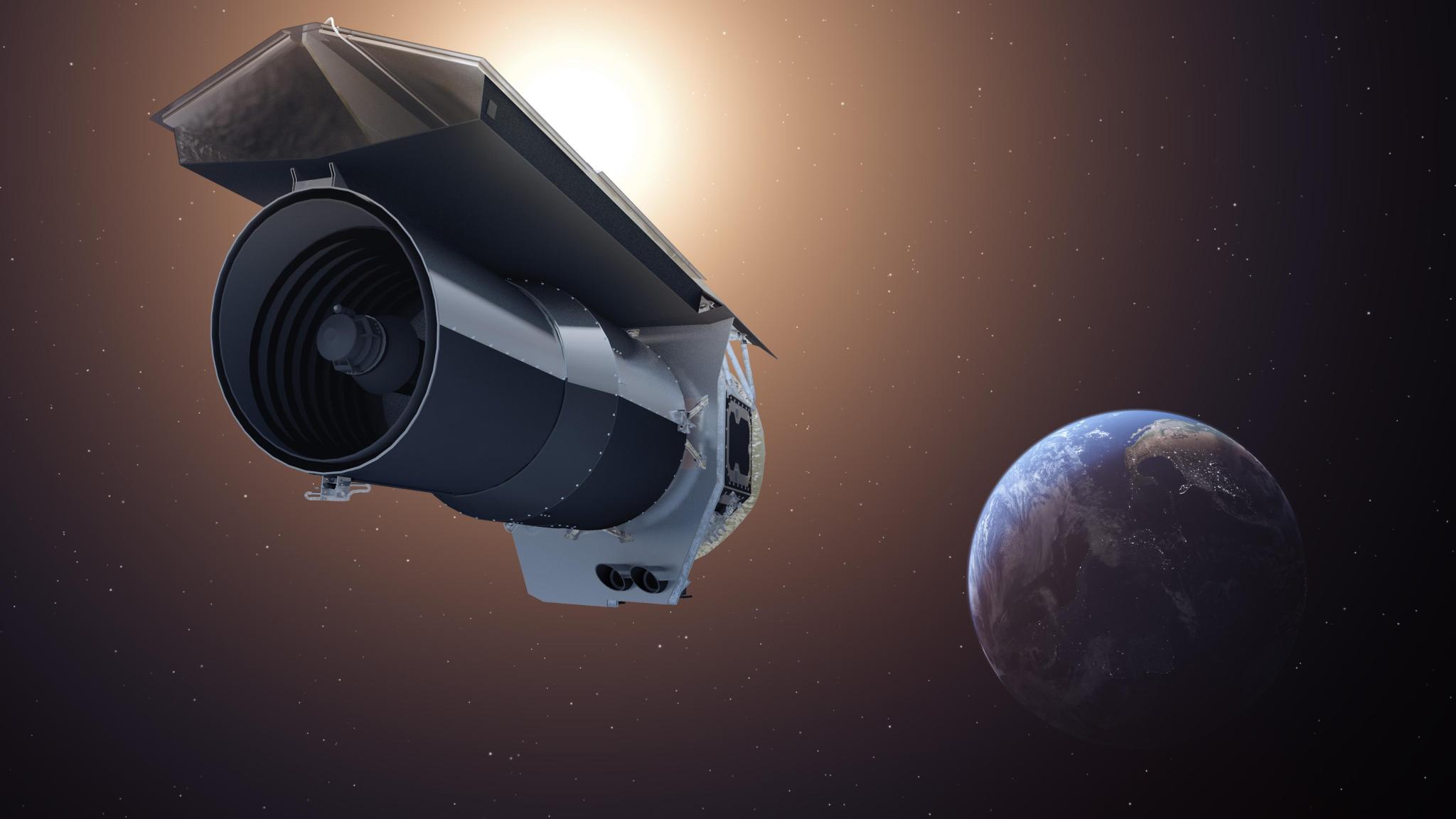 This artist's concept shows NASA's Spitzer Space Telescope.