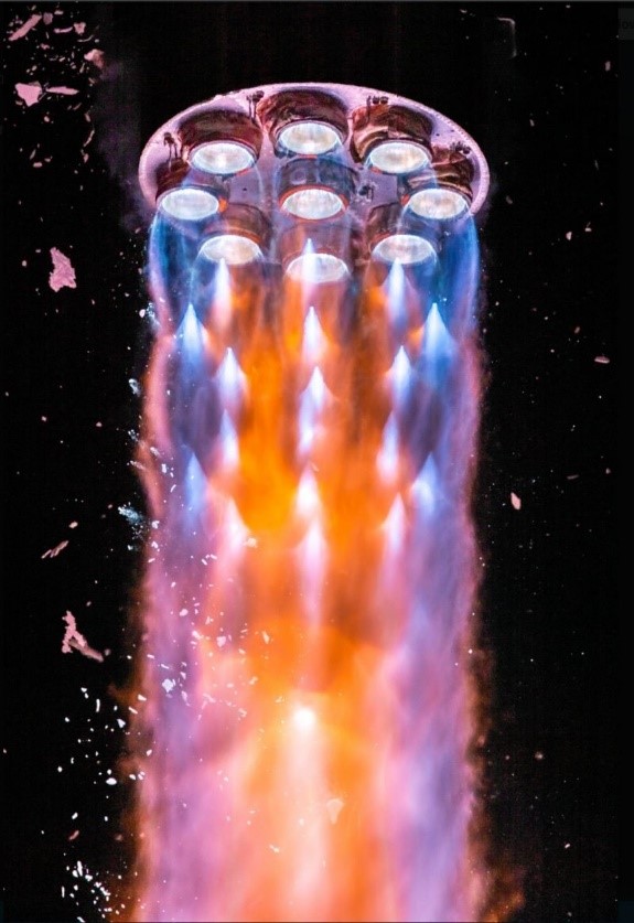 An image of the Terran 1’s rocket exhaust during launch in March 2023.