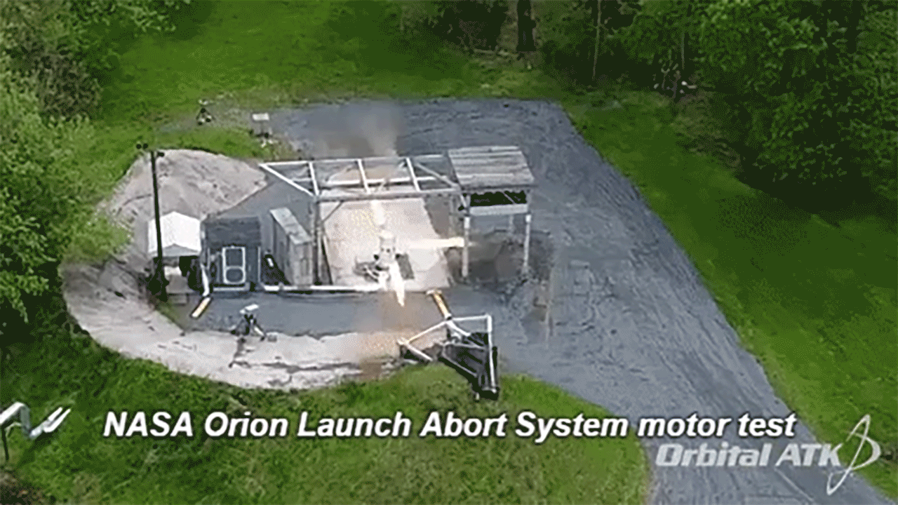 This is a gif of a motor test of Orion's Launch Abort System.