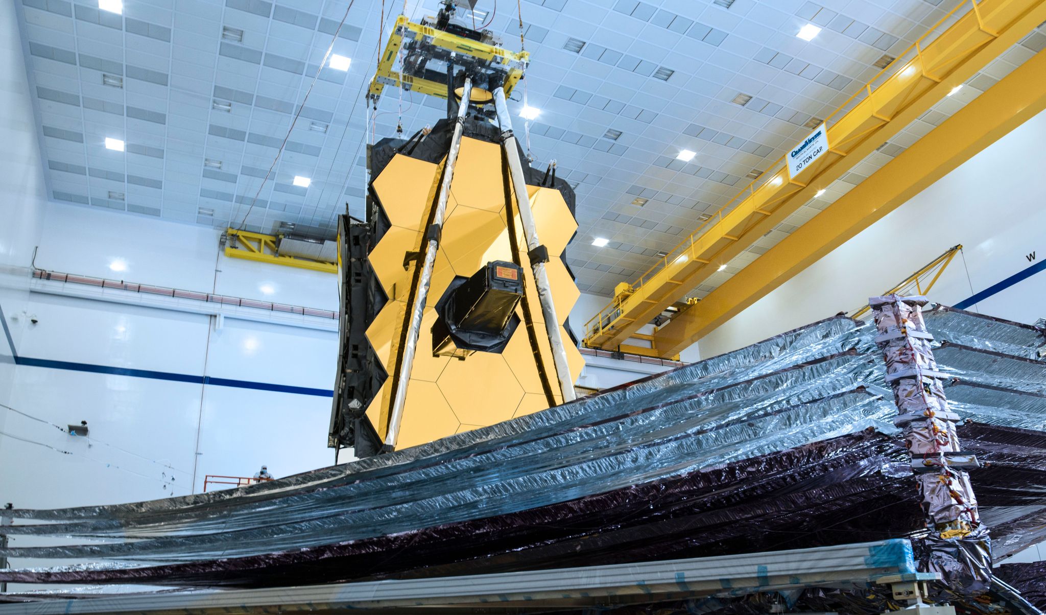 NASA’s James Webb Space Telescope is seen with its revolutionary five-layer sunshield fully deployed.