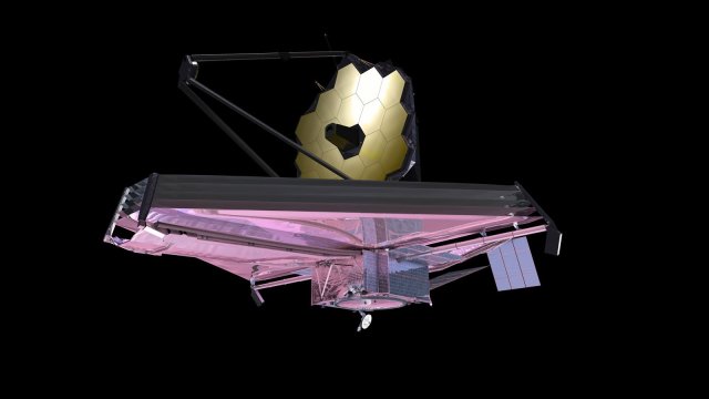 This artist's concept shows NASA's James Webb Space Telescope, which will carry the Mid-Infrared Instrument for imaging stars and galaxies in the mid-infrared spectrum.