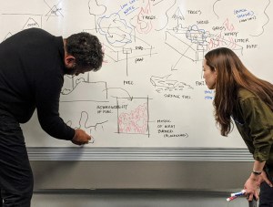 Two JPLers collaborate in the Office of Strategy and Formulation.