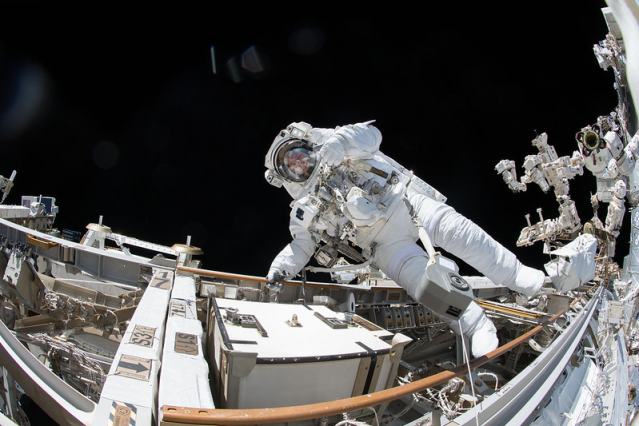 NASA astronaut Drew Feustel pictured during a spacewalk