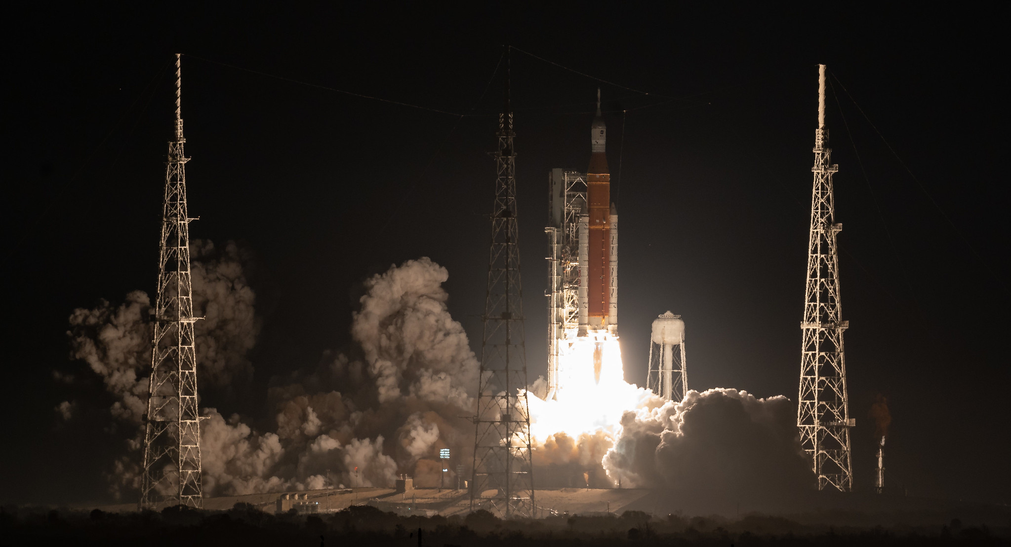 NASA’s Space Launch System rocket carrying the Orion spacecraft launches on the Artemis I flight test