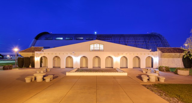 Night shot of the back side of building 3