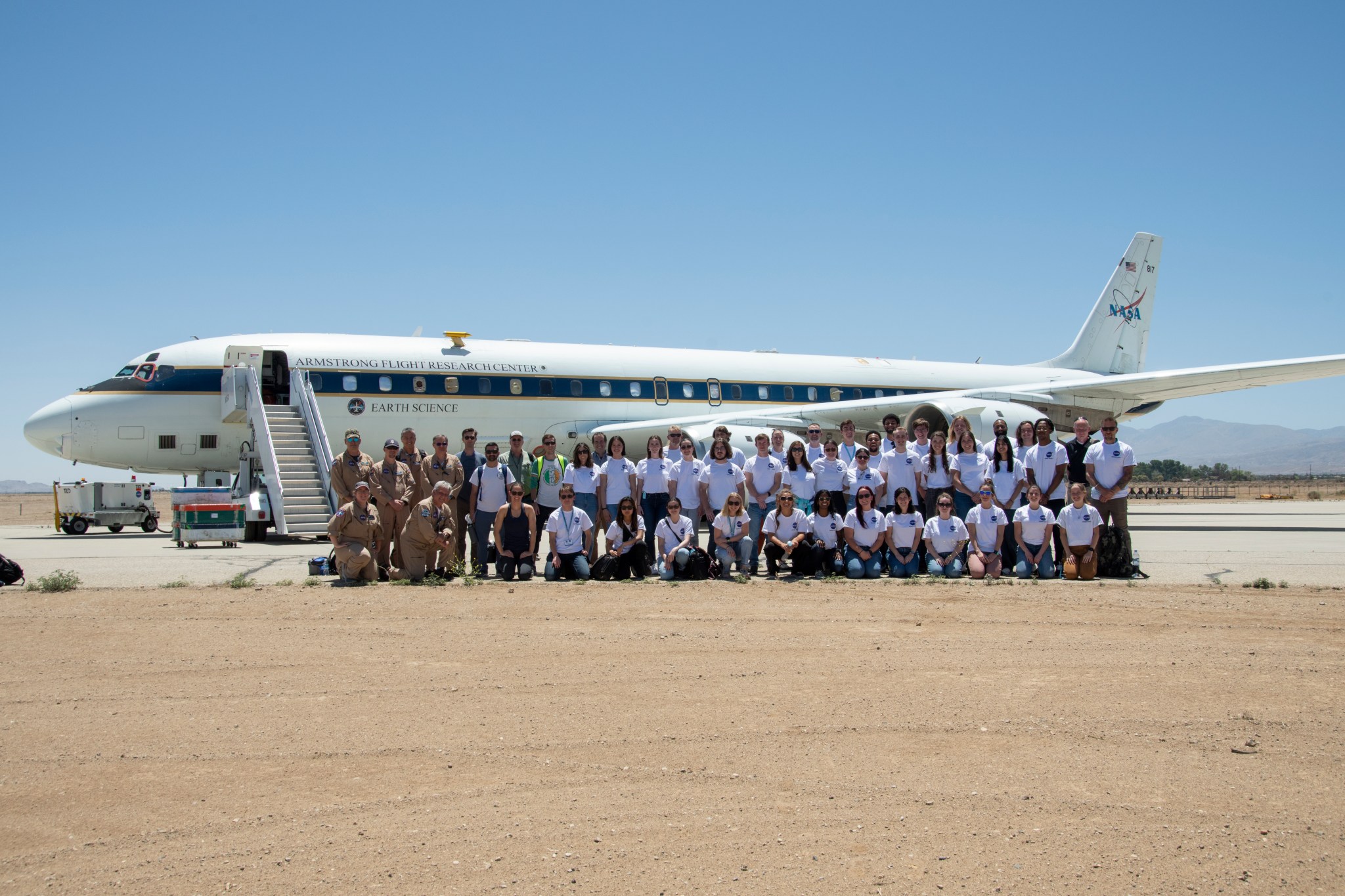 Armstrong Flight Research Center’s DC-8 aircraft to study air quality as part of NASA’s Student Airborne Research Program (SARP). Based at NASA’s Armstrong Building 703 in Palmdale, California, the DC-8 flew over the Central Valley to measure pollution and monitor air quality on Tuesday, June 21, 2022.