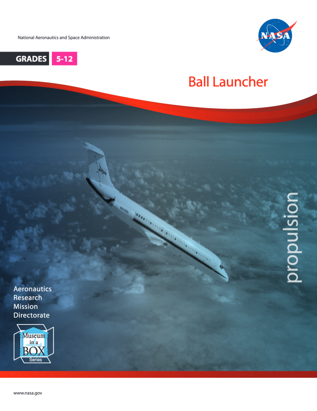 Ball Launcher cover showing an image of NASA's C-9 aircraft diving down to perform earth-based microgravity research.