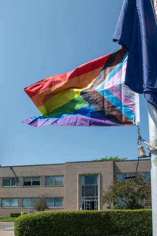 The Progress Pride flag flies at NASAs Glenn Research Center.