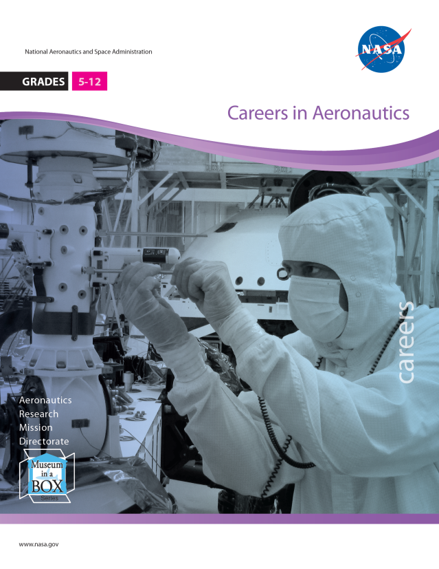 Careers in Aeronautics cover image showing someone wearing a clean room garmet.