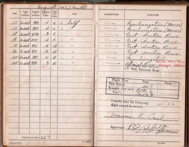 The Pilot Logbook Activities guide shows a page from Lt. Col. Marion Carl’s pilot logbook.