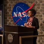 Dr. Shanique Brown, an assistant professor of industrial-organizational psychology at Wayne State University in Detroit, Michigan, delivers the Black History Month keynote address to team members at NASA's Marshall Space Flight Center Feb. 28.