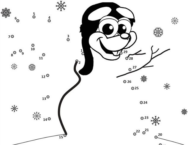 Connect the dots and color Orville's picture as a snowman.
