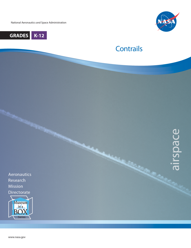 Contrails cover image showing a contrail in the sky.