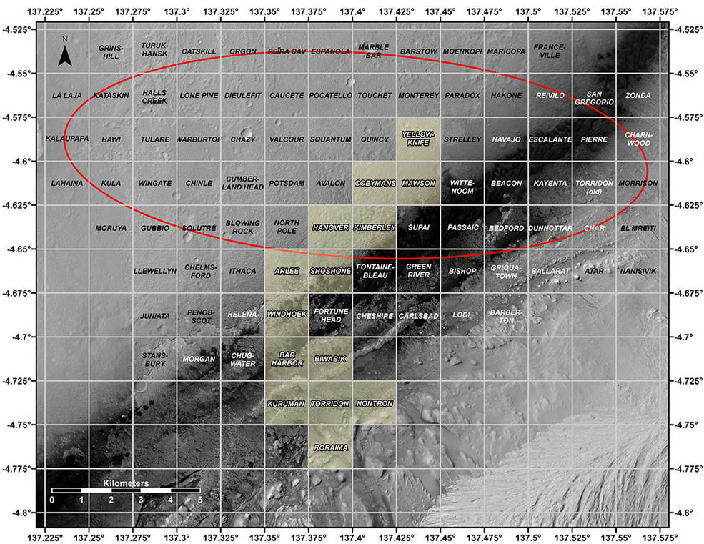 This map shows all the quadrant themes for NASAs Curiosity Mars rover