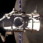 An artist's rendering of Gateway's Habitation and Logistics Outpost (HALO) module.  