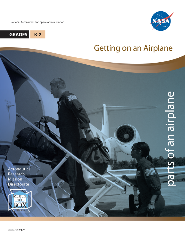 Getting on an Airplane cover graphic showing two people boarding a small airplane in a blue duotone color.