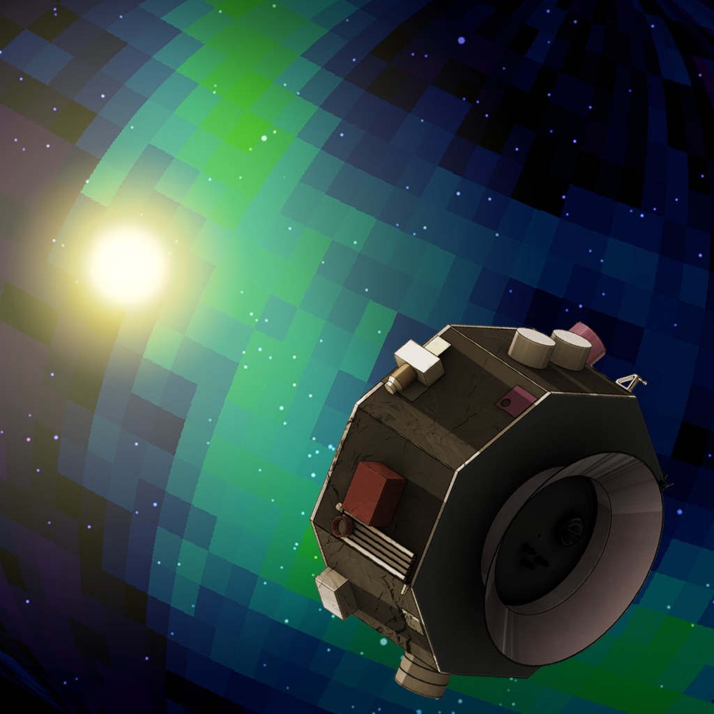An artist's rendering of NASA's IMAP in space.