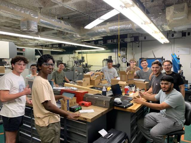 Students from the University of Miami build a robotic miner to compete in this years Lunabotics competition.