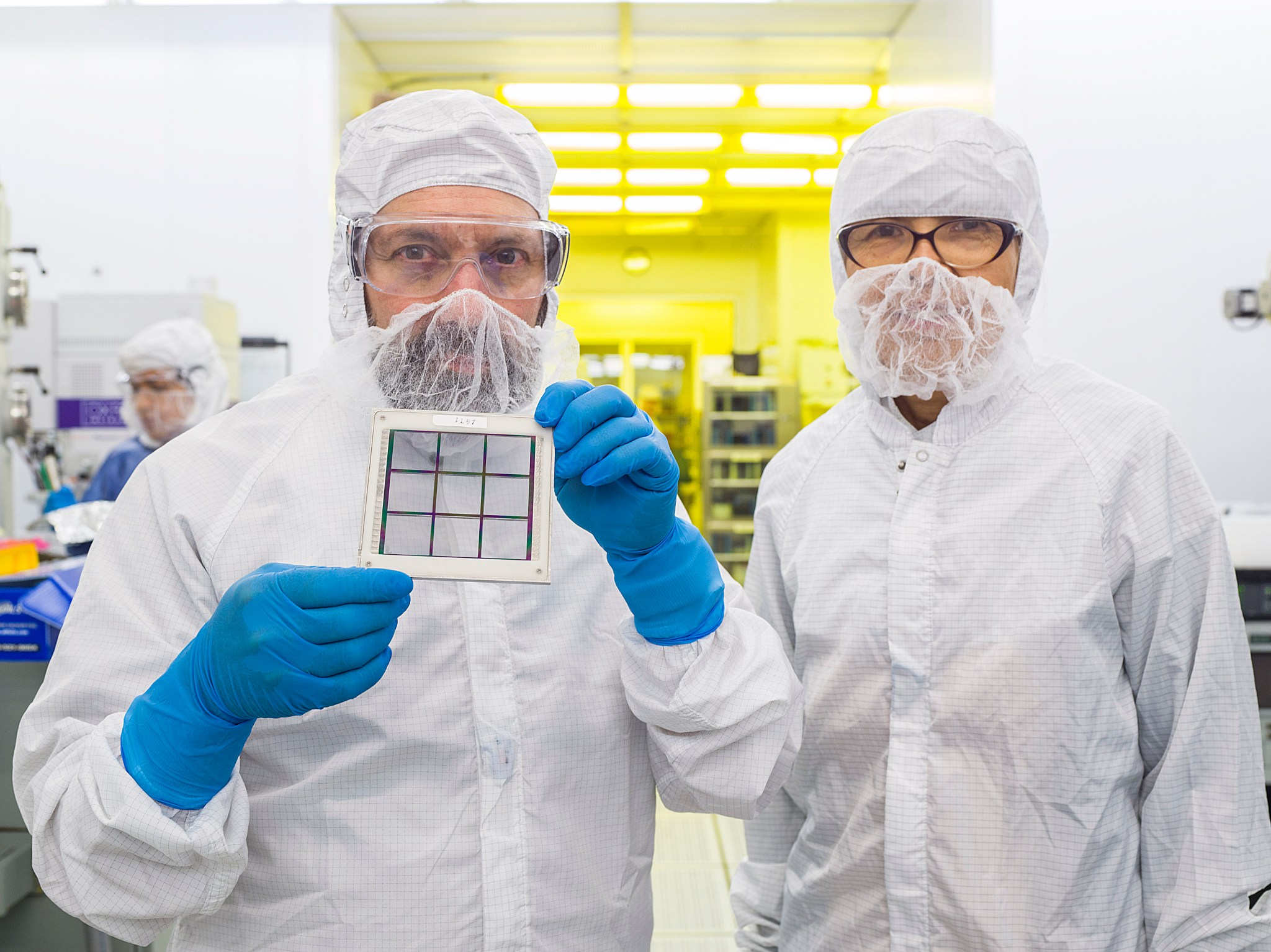 Matt Greenhouse (left) and Mary Li (right) are developing the Next-Generation Microshutter Array.