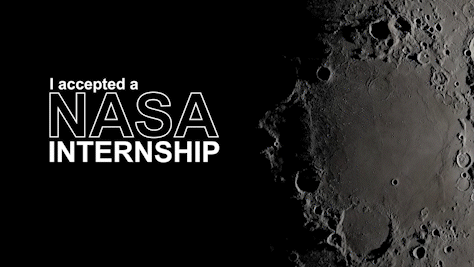 An animated .gif of the Moon with its shadow receding. As the Moon brightens, text on screen reads, “I accepted a NASA Internship.” The screen fades to black and text reads, “I am the #ArtemisGeneration” with the iconic red, white, and blue NASA meatball logo beside the text.
