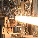 Engineers at Marshall test-fire a 3D-printed rocket engine combustion chamber. NASA is partnering with Virgin Orbit to deliver advanced engine hardware that employs cutting-edge additive manufacturing solutions.