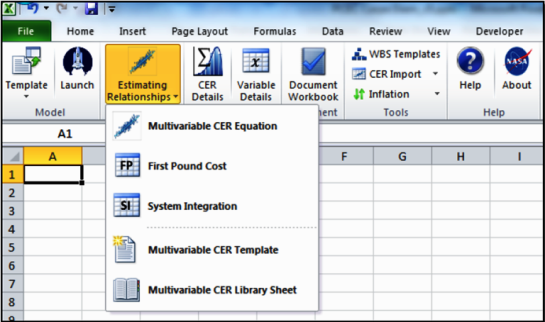 Figure 2 PCEC Interface Example of MS Excel Addin with Methodology and Template Selection
