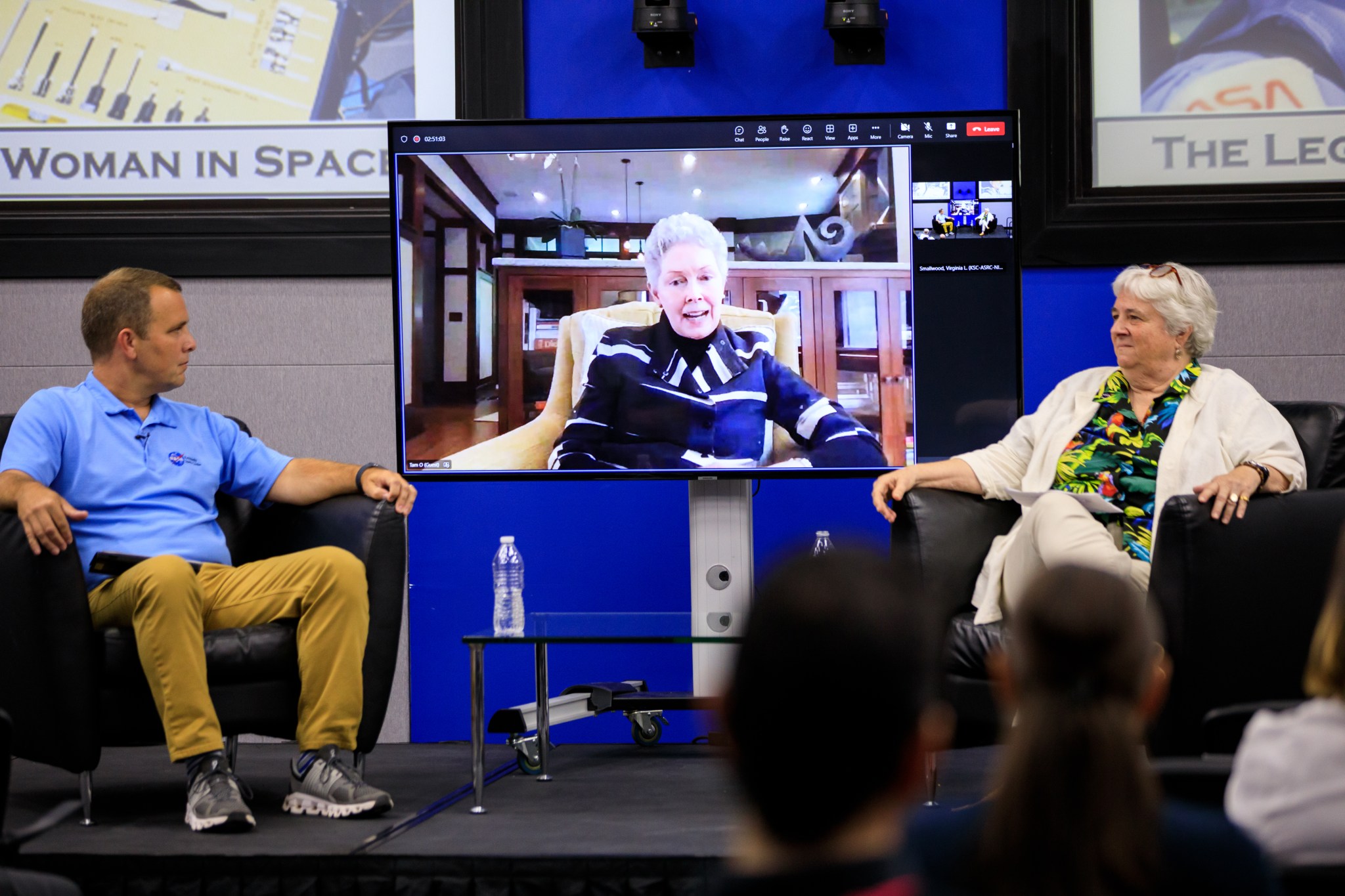 Individuals celebrate the legacy of former astronaut Sally Ride during an event at the Kennedy Space Center in Florida.