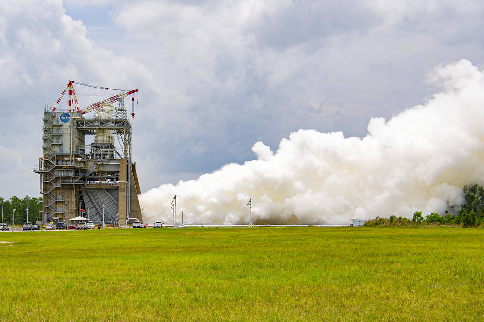 NASA completed its penultimate hot fire June 15 in a key test series to certify production of new RS-25 engines for NASAs SLS (Space Launch System) rocket