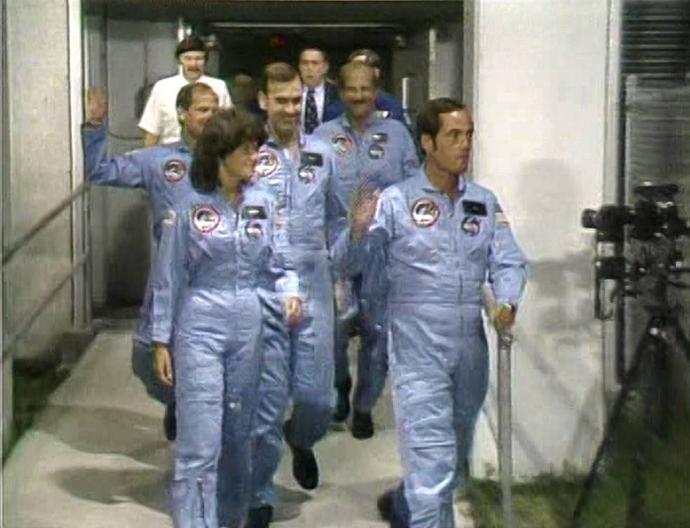 sts 7 crew walkout for launch jun 18 1983