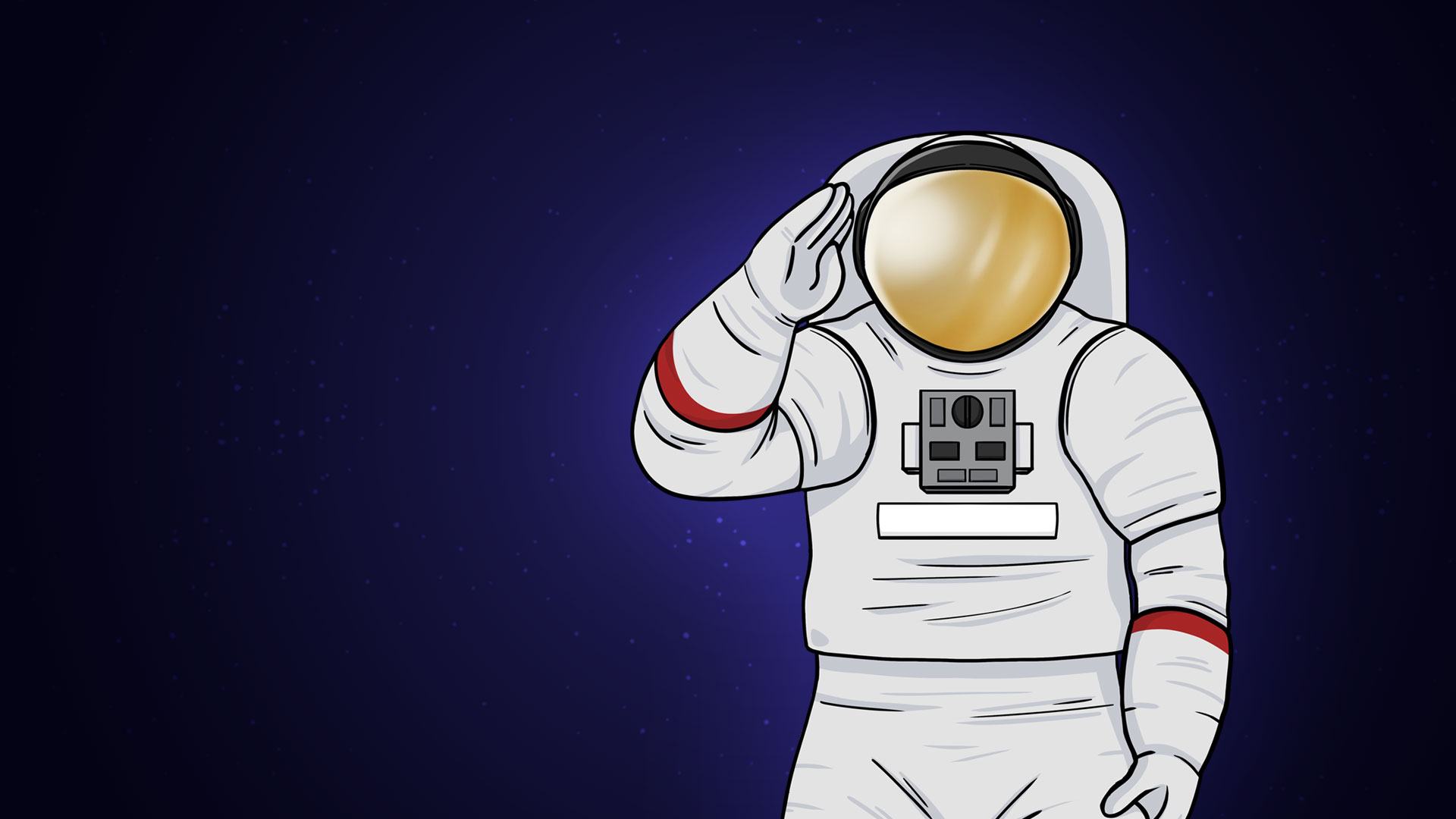 An artist's illustration of an astronaut in a spacesuit giving a salute.