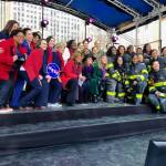 Women from Marshall Space Flight Center, in red and navy at left, celebrate International Women’s Day with NBC’s Today Show in New York on March 8. Several women from Marshall’s workforce represented NASA, including Marshall’s first female center director, Jody Singer,